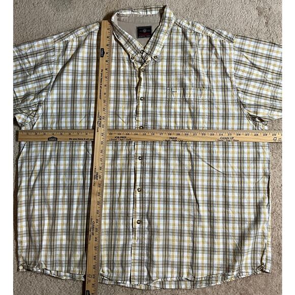 Men's Wrangler Short Sleeve Button Up Shirt, Size 3X Yellow Brown Gray Plaid - Picture 8 of 8